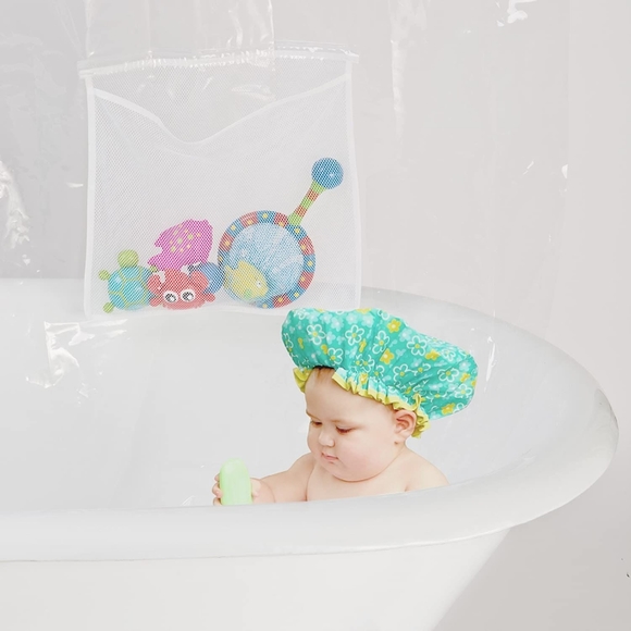 Bathroom Waterproof PEVA Clear Shower Curtain With Mesh Pockets - Picture 5 of 10